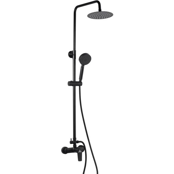 Columna de ducha telesc�pica SAYRO con monomando AquaSingle rociador circular �200mm Negro AQUASSENT, 