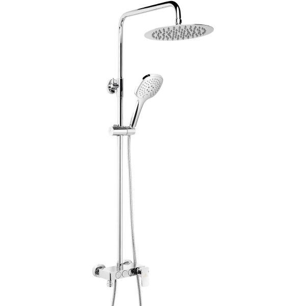 Columna de ducha telescpica DIVIRA monomando Touch rociador circular 250mm Cromo AQUASSENT, 