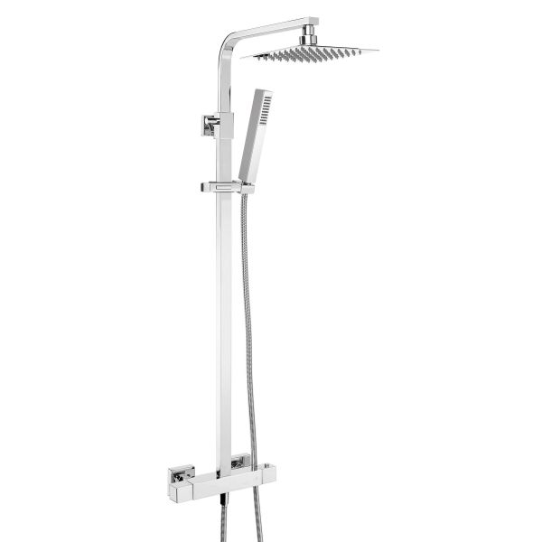 Columna de ducha termosttica TENERIFE barra telescpica y rociador 250mm Cromo AQUASSENT, 