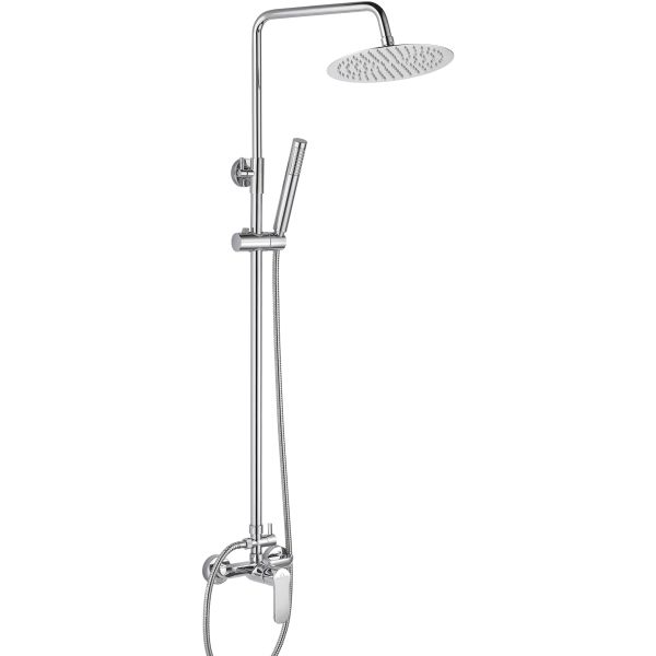 Columna de ducha telescpica MISURI con monomando rociador circular 250mm Cromo AQUASSENT, 8436576063002 cromada cromado MEZCLADOR GRIFOS GRIFERIAS CON COLUMNA CROMO CROMADA PLATO DE DUCHA alcachofas cabezales cabezas Sistema