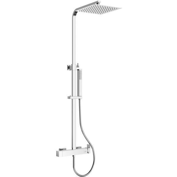 Columna de ducha telescpica GRECIA con monomando rociador cuadrado 250mm Cromo AQUASSENT, CUADRADA CROMADO REGULABLE Cromado Cromada Griferas Grifos MONOMANDOS Mezcladores Mezcladoras shower mixer wall-mounted hung