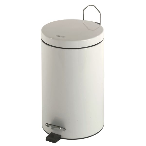 CUBO A PEDAL CON TAPA BASCULANTE REDONDO DE 3 Litros EN ACERO PINTADO BLANCO REF. PP1303 MEDICLINICS, EPOXI PAPELERA  Ltrs Lts