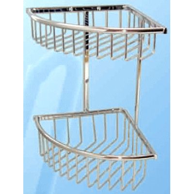 CESTA RINCONERA DOBLE DE LATON CROMO BRILLO DE 205 x 205 x 310 mm REF. 00RD00 ARCOBA, JABONERA
