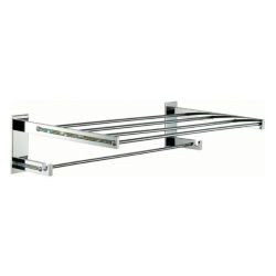 Toallero repisa CARMEN inox 304 atornillado a pared cromo-cristal blanco MANILLONS 06635 002, 