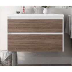 Mueble Fondo Reducido CARMEN LAMINADO 100 cm 3C (INDICAR TIRADOR)(INDICAR COLOR) AVILA DOS, wall hung vanity unit and basin two drawers
