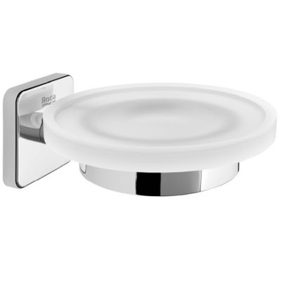 JABONERA DE PARED CON FIJACION ADHESIVA Y DE ATORNILLAR VICTORIA CROMADA ROCA, JABONERA PARED FIJACION MURAL