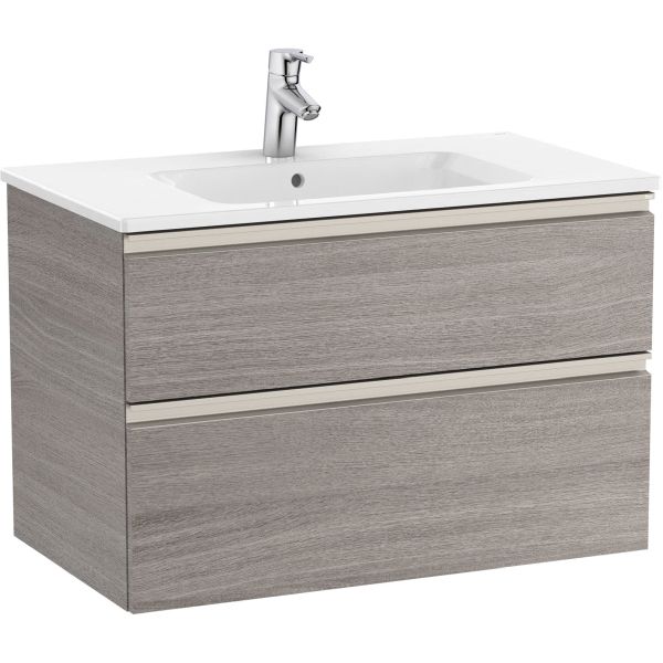 Conjunto UNIK THE GAP 2C (mueble + lavabo) de 805 x 460 Roble City Texturizado ROCA A851478402, 80 CM 800 wall hung vanity unit and basin two drawers