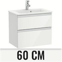 Conjunto UNIK THE GAP COMPACT de 2 cajones (mueble + lavabo) 605 x 380 x 537 mm Blanco ROCA, wall hung vanity unit and basin two drawers