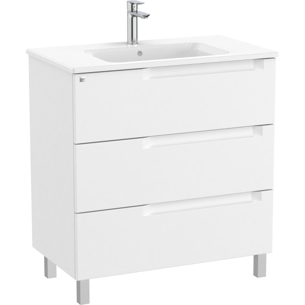 Conjunto 3C ALEYDA 800 (mueble + lavabo CENTRADO) Blanco mate ROCA A851824509, 80 cm