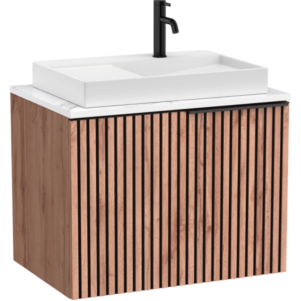 Pack HORIZON 719x494x560mm 1C (mueble+encimera marmoleada blanca+lavabo blanco) ROCA A851948554, 1 cajon un 70 80 75 72 cm mm 700 800