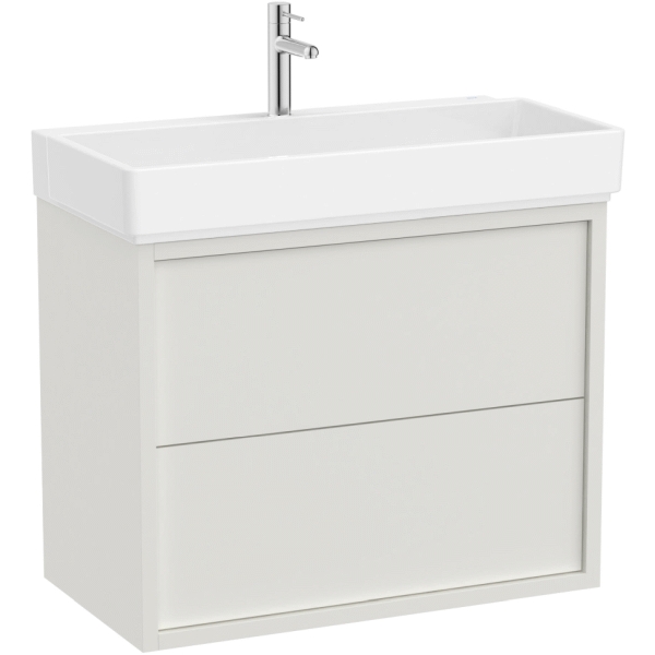 Pack TURA 800mm 2 cajones ( mueble+lavabo) Blanco mate ROCA A852033558, 2c 80 800 cm mm suspendido