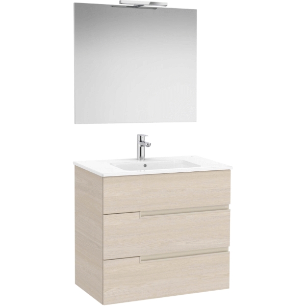 Pack VICTORIA-N 3C de 800mm ( Unik+lavabo+espejo y aplique) color FRESNO ROCA A852112541, 3c tres cajones 80 800 cm mm suspendido conjunto completo mueble