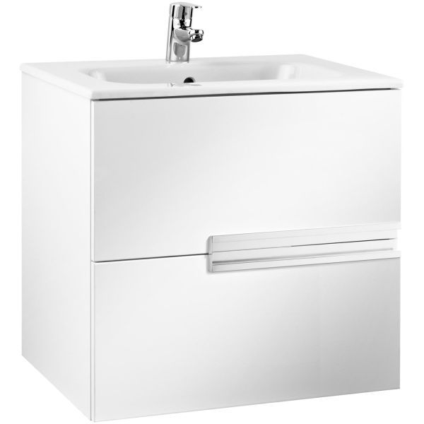 CONJUNTO UNIK VICTORIA-N 600 + LAVABO BLANCO BRILLO ROCA, Recomendado muebles de Lababos washbasin basin lavavos Lavabos wall hung vanity unit and basin two drawers