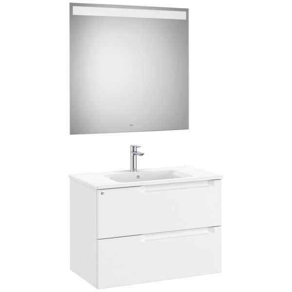 Conjunto 2C ALEYDA 805 (mueble + lavabo centrado + espejo LED) Blanco mate ROCA A851836509, 