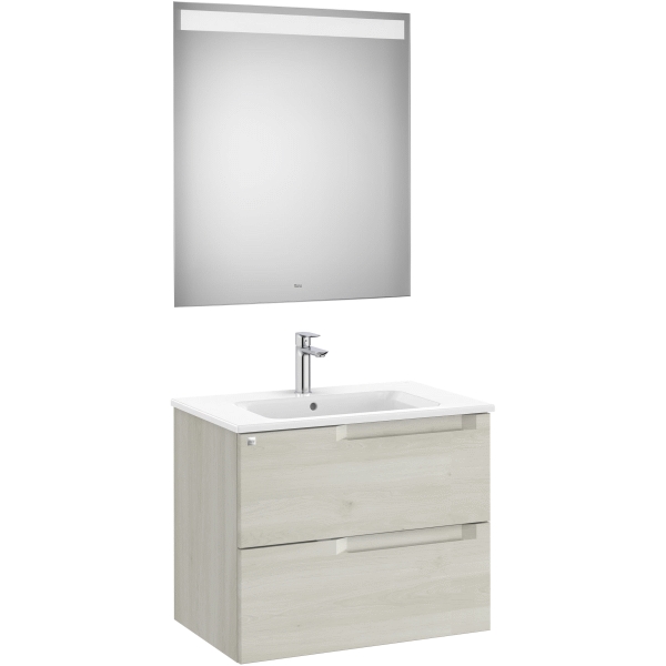 Pack Unik ALEYDA 700 2C  (mueble + lavabo+ espejo Led) Blanco Madera A851834525 ROCA, 