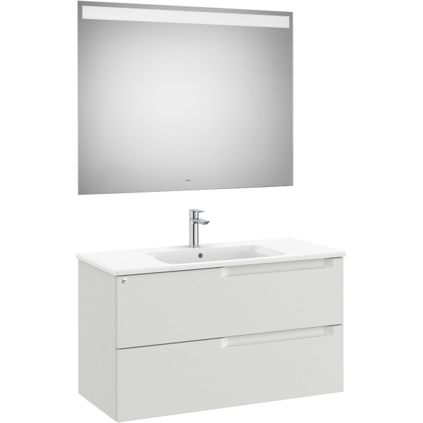 Pack Unik ALEYDA 1000 2C  (mueble + lavabo+ espejo Led)Gris piedra A851839514 ROCA, 