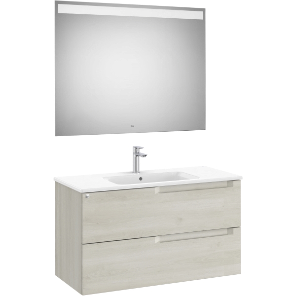 Pack Unik ALEYDA 1000 2C  (mueble + lavabo+ espejo Led) Blanco madera A851839525 ROCA, 