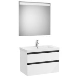 Pack DOMI de 800mm de 2 cajones con lavabo y espejo Eidos luz LED color blanco brillo ROCA, 