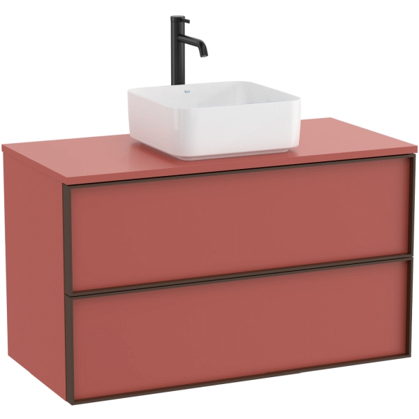 Mueble inspira 1000mm  suspendido 2C (Mueble+lavabo) color TERRACOTA ROCA A851995552, 2c dos cajones 100 1000 cm mm