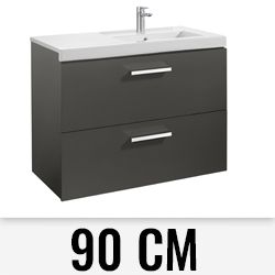 MUEBLE UNIK PRISMA DE 900 mm DERECHA 2 CAJONES GRIS ANTRACITA BRILLO (MUEBLE+LAVABO DCHA.) ROCA, Lababos washbasin basin lavavos Lavabos de bao suspendido wall hung vanity unit and basin two drawers