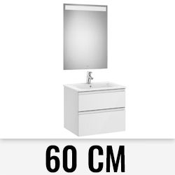 Pack THE GAP Standard 600x460mm 2C (mueble+lavabo central + espejo LED) Blanco Brillo ROCA, 60 cm de bao suspendido
