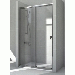 MAMPARA MODELO EASY L2-E FRONTAL DE DUCHA DE 1 PUERTA CORRED DE 1630 mm PLATA BRILLO CRIS TRANS ROCA, cristal trasparente transparente corredera Manparas