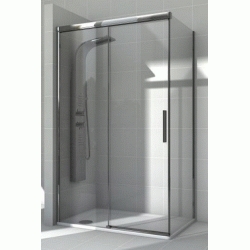 MAMPARA MODELO FUSION-N  L2 + LF-C DE 1365 x 810 mm 1 PUERTA CORREDERA PLATA CRIST TRANSP ROCA, Manparas