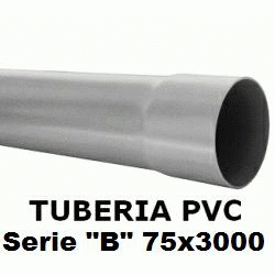 TUBO DE PVC PARA ENCOLAR DE 75x3000 SERIE B GRIS, TUBERIA DE PLASTICO DE 3 METROS SANITARIO SANITARIA 75-3000 Mts Mtr 75B Rigido Barras Evacuacion