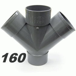 TE DE PVC DOBLE PLANA DE 160 45 MACHO HEMBRA GRIS, MH DERIVACIONES para encolar DERIBACIONES tes SANITARIOS SANITARIAS (MH) ( MH ) (M-H) ( M-H ) ACCESORIOS PARA M/H Cruces 160x45 evacuaciones