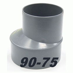 REDUCCION DE PVC DE 90 75 MACHO HEMBRA GRIS, Reductor MH EXCENTRICA para encolar 90-75 SANITARIOS SANITARIAS (MH) ( MH ) (M-H) ( M-H ) ACCESORIOS PARA escentricas escentricos Reducciones Conicas Conicos M/H 75-90 90x75 75x90 evacuaciones