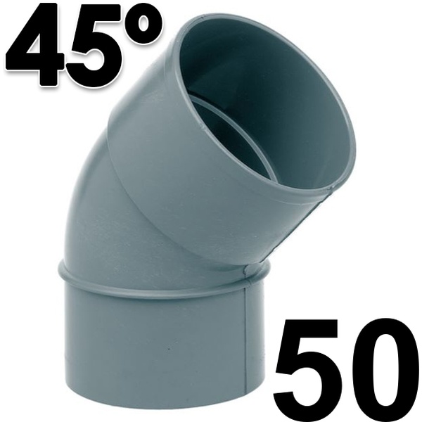 Codo de PVC de 50 45� MACHO HEMBRA GRIS, 