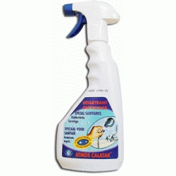 CALATAK SPRAY PARA ELIMINAR DEPOSITOS O RESTOS DE CAL ENVASE DE 500 ML ATMOS, Evita los depsitos de cal en la grifera, los azulejos, los aparatos sanitarios, la ducha... Ideal para los atomizadores y las cabezas de grifos. Har que sus aparatos sanitarios y grifos queden resplandecientes. Perfume florido. Existe en 3 presentaciones * Frasco de 100 ml * Pulverizador de 500 ml * Bidn de 1L GRIFERIAS