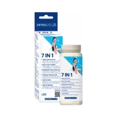 ENVASE DE 50 TIRITAS DE PRUEBA 6 EN 1 ( CLORO LIBRE PH ALCALINIDAD BROMO DUREZA Y ACIDO CIANURICO ), FLUIDRA ASTRAL REF. 45198
