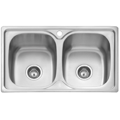 FREGADERO DE ACERO INOXIDABLE ENCASTRABLE DE DOS SENOS 800 x 440 mm DUBLIN REF. F16740 PLASTIMODUL, 