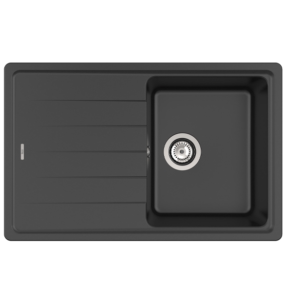 FREGADERO REVERSIBLE BERGEN QUARZEX 780x500x180 UN SENO CON ESCURRIDERA NEGRO - ROCA A880180940, 