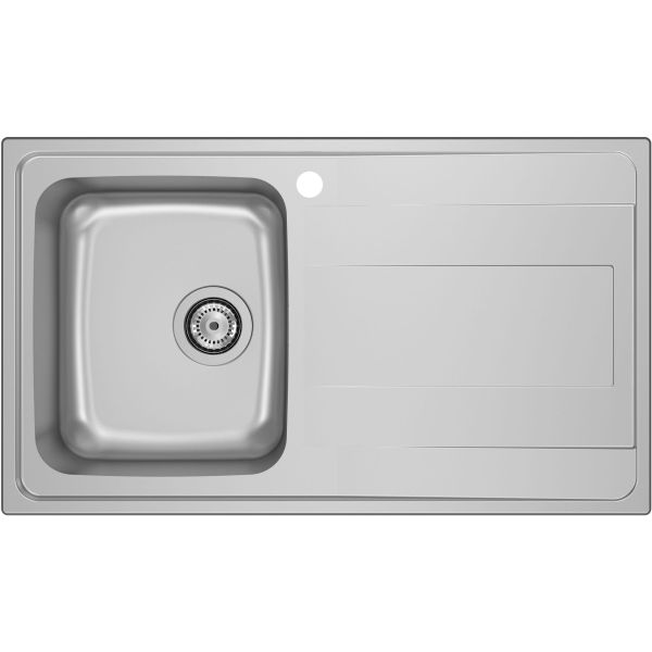 FREGADERO DE ACERO INOXIDABLE BUDAPEST DE 1 SENO Y ESCURRIDERA DERECHA DE 860x500 mm ROCA, 90 900 85 850 860 86 DCHA CUBETA CM 50 una A870N30860 sobre encimera