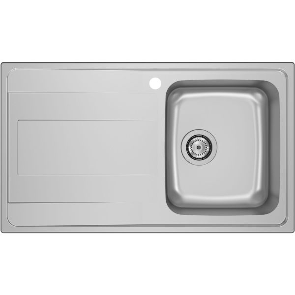 ROCA FREGADERO DE ACERO INOXIDABLE BUDAPEST DE 1 SENO Y ESCURRIDERA IZQUIERDA DE 860x500 mm ROCA, A870N40860 un una 86 860 85 850 900 90 izda sobre encimera