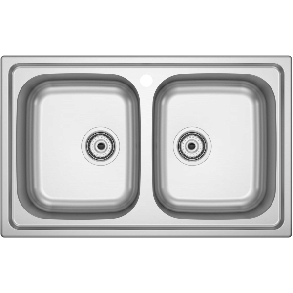Fregadero sobre encimera GLASGOW 80 acero inox 800x500x170 mm 2 senos A872801C01 ROCA, 