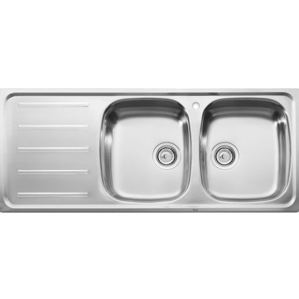 Fregadero acero inox encast  J-120-EI 2 senos y escurridera izquierda 1200x490mm ROCA A870F71201, 