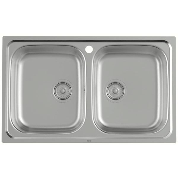 Fregadero de acero inoxidanle encastrado Victoria 80 de 2 seno 800 x 490 mm ROCA A872801A01, A872801A01