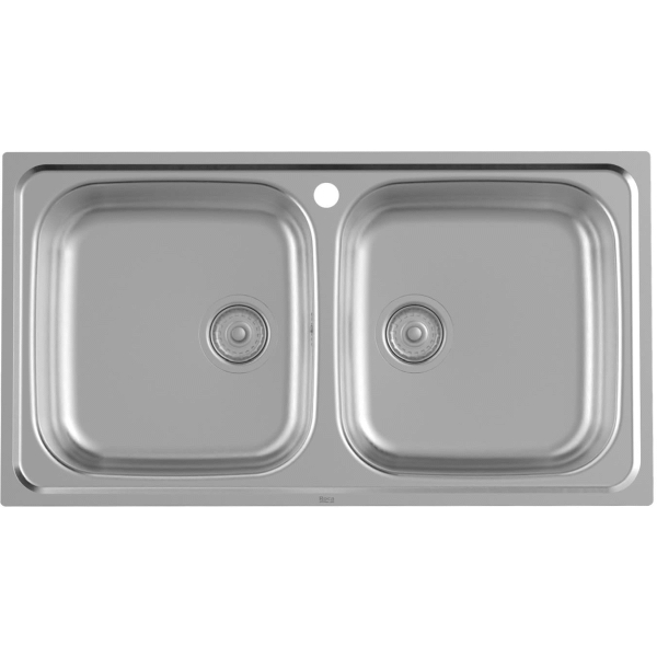 Fregadero de acero inoxidanle encastrado Victoria 90 de 2 seno 900 x 490 mm ROCA, 