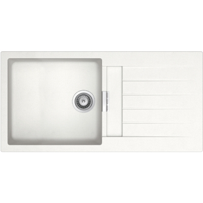 Fregadero reversibe OSLO de 1000mm QUARZEX 1 seno y 1 escurridera color Blanco ROCA A880130020, 