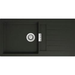 Fregadero QUARZEX OSLO 100 de 1 seno y 1 escurridera reversible de 1000x500x200mm color NEGRO, 