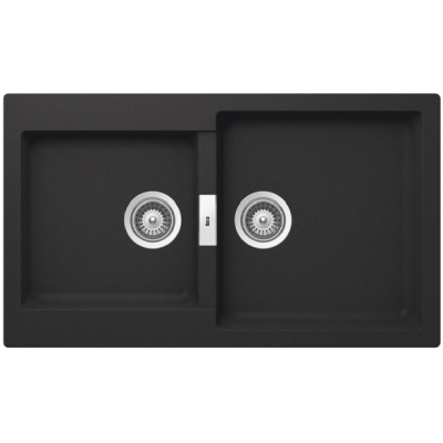 Fregadero QUARZEX OSLO 850 de 2 senos reversible color Negro ROCA A880160940, 