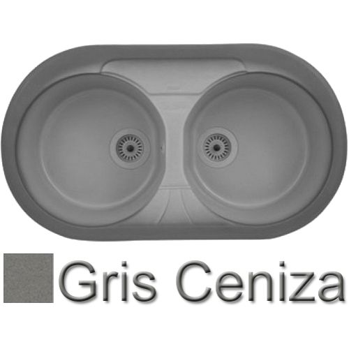 Fregadero sobre encimera DELFOS de 2 cubetas redondas de 880 mm x 495 mm Gris Ceniza SYAN, Fregadera SILACRYL FIBRA silacril sintetico SYAN pica CUBETAS CIRCULAR CIRCULARES Leroy Merlin leroymerlin bauhaus bauaus bricomart bricodepot leroi bahaus bajaus bricomart alibaba ikea amazon bricor aki bricorama lightinthebox light in the box ebay eachbuyer aliexpress tomtop el corte ingles Amazon Dos
