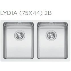 Fregadero de acero inoxidable LYDIA Bajo encimera de 2 cubetas 750x440 PYRAMIS 101052801, 
