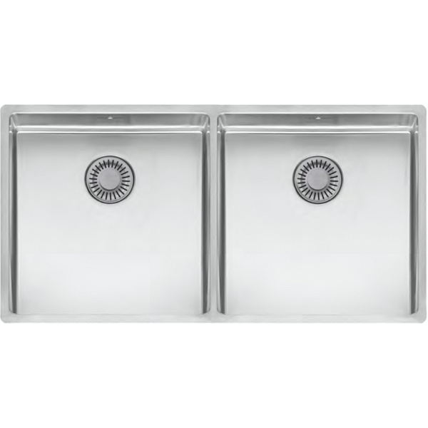 Fregadero de acero inoxidable NEW YORK FB R10 Bajo encimera 2 cubetas 40x40 PYRAMIS, 