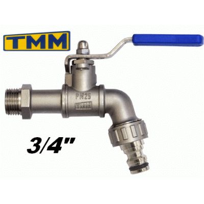 GRIFO DE MANGUERA DE ESFERA MANETA INOX DE 3/4 C-400ER TMM, Jardineria INOXIDABLE BOLA Recomendado Mandos palancas 25mm Llaves Paso corte Valvula Portamangueras Porta-mangueras Porta Mangueras antihielo anti-hielo antiyelo antiielo ielo yelo