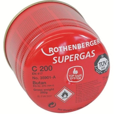 CARTUCHO SUPERGAS C 200 DE 190 ml REF. 035901-A ROTHENBERGER, ENVASE SUPEREGO SUPER EGO soplete