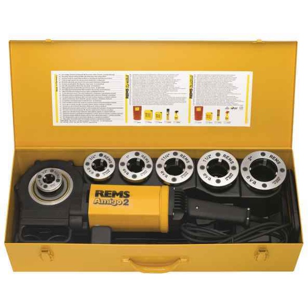 ROSCADORA ELECTROPORTATIL AMIGO 2 SET R CABEZALES DE 1/2"- 3/4"-1"-11/4"-11/2"-2" REF. 540020 REMS, PARA HACER ROSCAS ROSCAR ROSCADORA ELECTRICA ELECTRONICA  1-1/2"